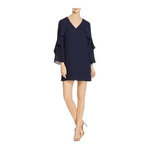 Kobi Halperin Bethenny Ruffle Sleeve Shift Dress Black Long Sleeve | Size XL